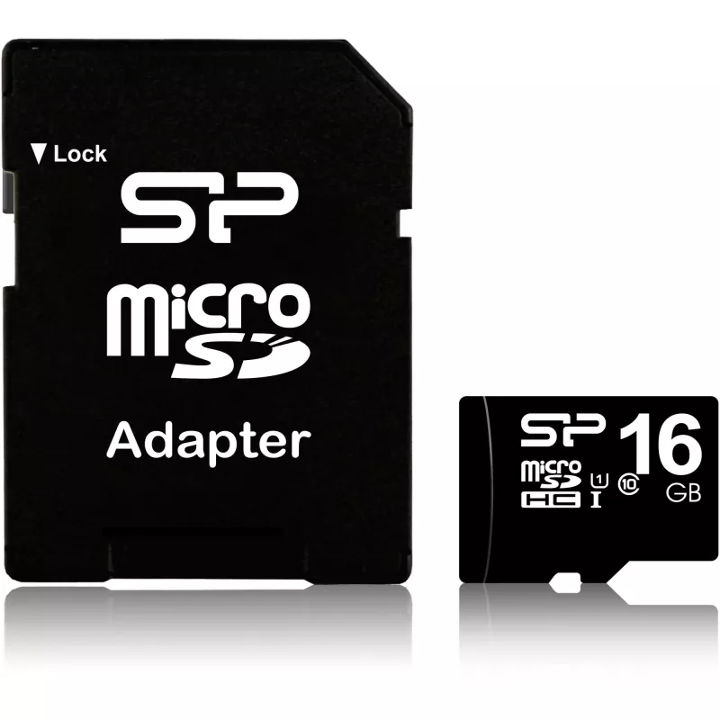 Scheda di memoria MicroSDHC Silicon Power 16GB Class 10 UHS-I U1 40 MB/s, impermeabile, nera