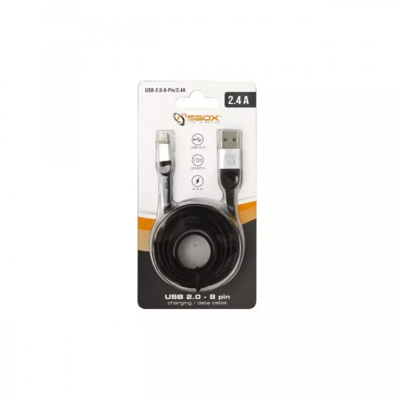 Sbox USB 2.0-8-Pin/2.4A nero/argento