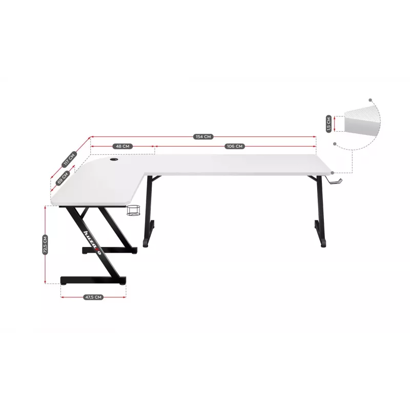 Scrivania da gaming HUZARO HERO 7.0 bianco