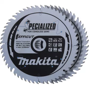 Makita Efficut B-57336-2 lama per sega circolare, 165 x 20 mm, 56 denti, 2 pz.