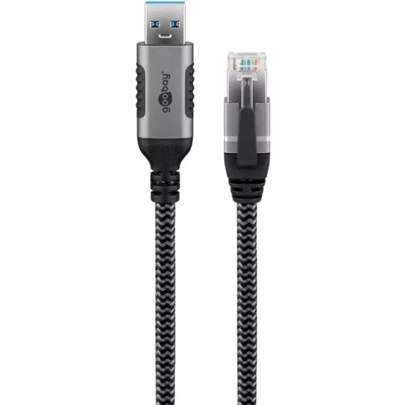 Goobay 70693 cavo USB-A a RJ45 Ethernet CAT 6 per connessione internet cablata stabile con router/modem/switch di rete/sostituisce adattatore USB a RJ45 / 1