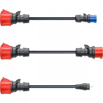 Set di adattatori go-e Gemini flex 22 kW. Colore cavo: nero, fattore di forma connettore 1: dritto, fattore di forma connettore 2: dritto. Corrente operativa massima (trifase