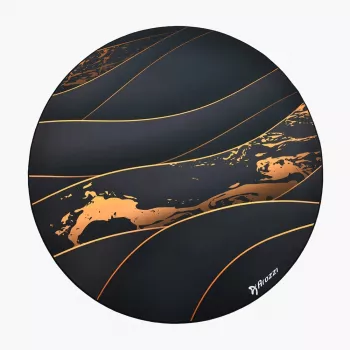 Tappetino protettivo da pavimento Arozzi Zona Round Floor Pad – nero/oro, tappetino protettivo rotondo per pavimenti