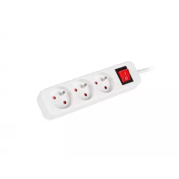 Prolunga di alimentazione LANBERG PS1-03E-0300-W — cavo 3 m, 3 prese AC Type E, bianca, per interni