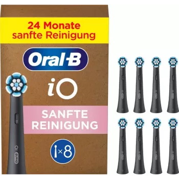 Testine di ricambio Oral-B iO Gentle Clean confezione da 8, nere — per zone sensibili e cura delle gengive