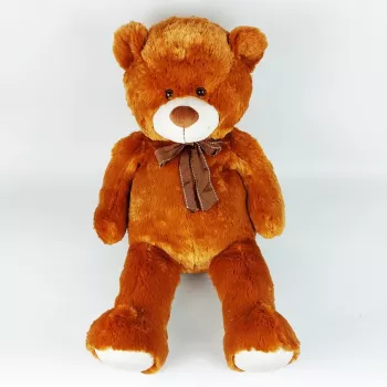 Peluche mascotte orsetto con fiocco 70 cm marrone
