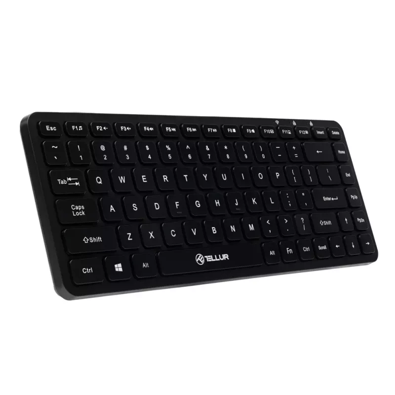 Mini tastiera wireless Tellur TLL491251 nera design compatto, layout portatile