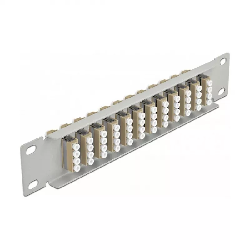 Patch panel fibra ottica DeLOCK 10 pollici 12 porte LC quad beige 1U grigio