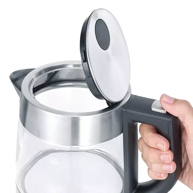 Severin WK 3468 bollitore 1 l 2200 W nero, acciaio inox, trasparente