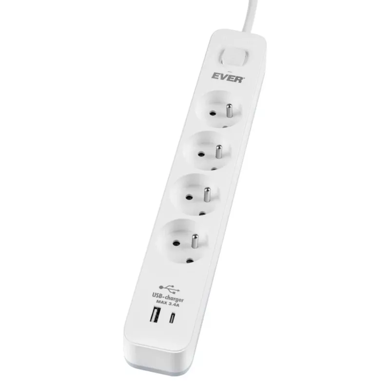Ciabatta con protezione da sovratensione PROTECT 4PL 1A1C USB T/LZ12-PRO015/1000