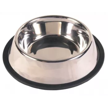 Trixie 24854 ciotola in acciaio inox per cane/gatto su base in gomma, 1,8 l, 20 cm