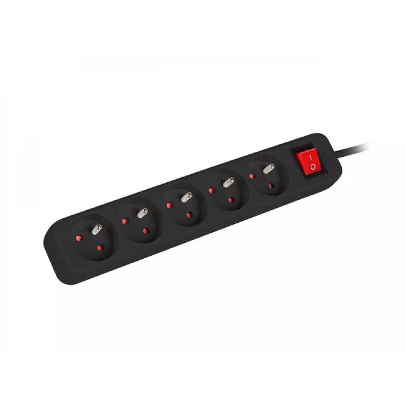 Multipresa Lanberg PS1-05E-0300-BK, 5 prese, 3 m, nera, con interruttore