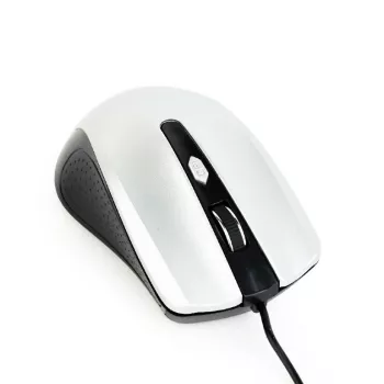 Mouse ottico ambidestro con filo GEMBIRD MUS-4B-01-BS, USB Type-A, 1200 DPI, 4 tasti, nero/argento