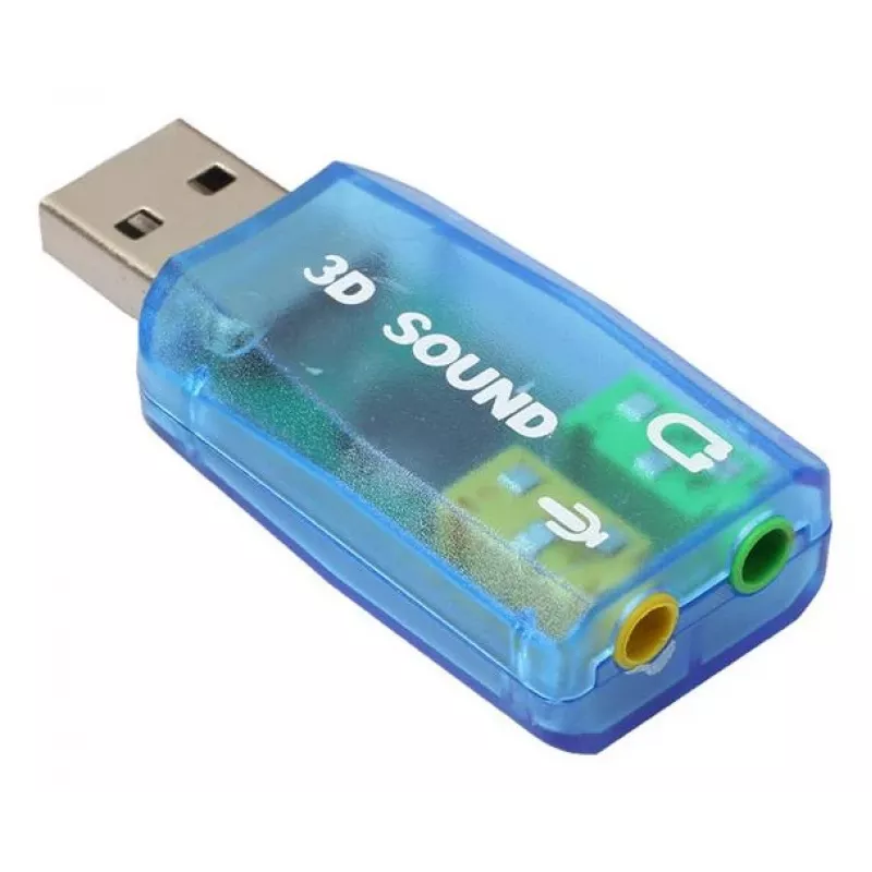 Scheda audio esterna USB Gembird Virtus2 — interfaccia USB, cuffie 3,5 mm, blu trasparente