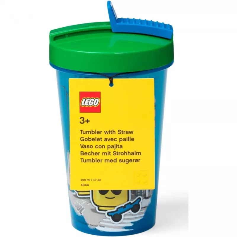 Room Copenhagen LEGO Bicchiere con cannuccia Iconic Boy azzurro (blu/verde, 500 ml)