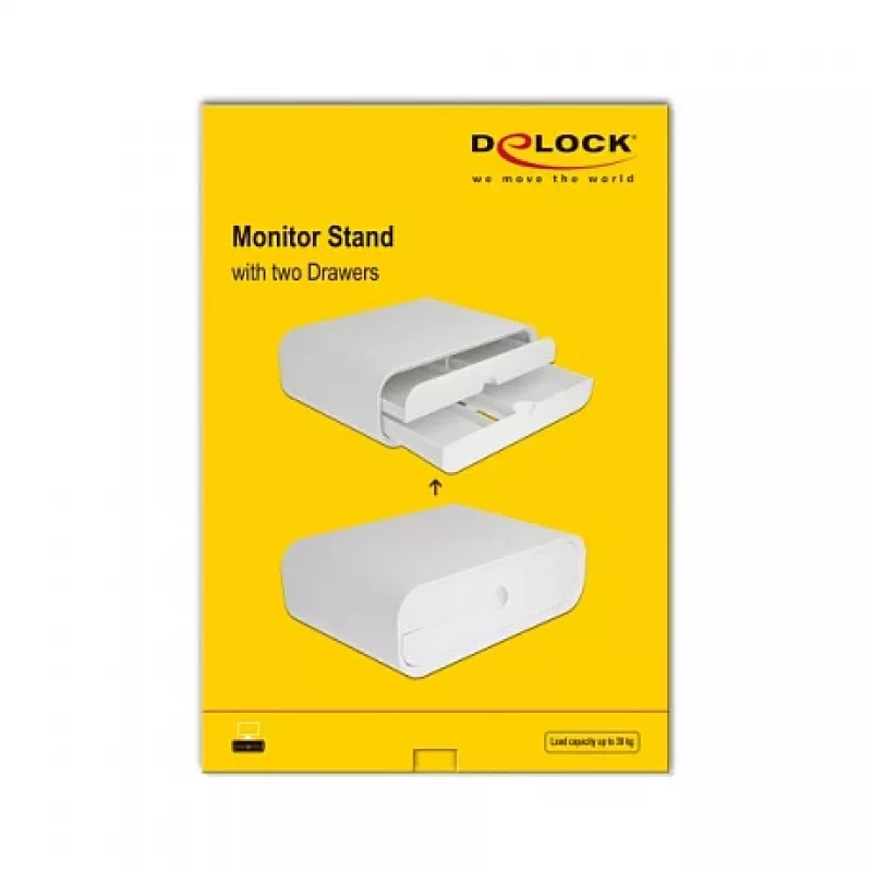 Supporto per monitor DeLOCK 18325 con due cassetti bianco