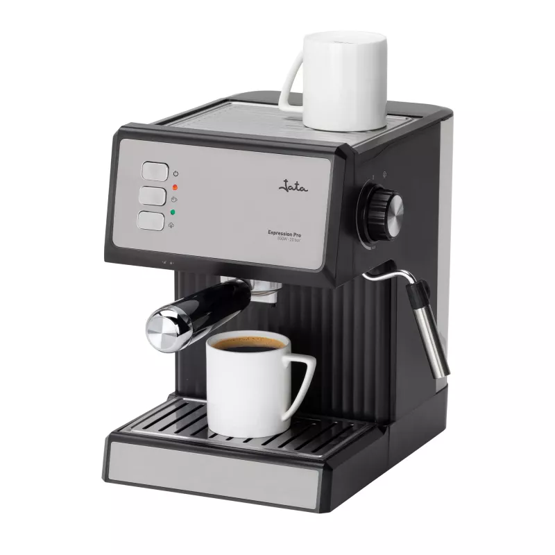 Jata JECA2525 macchina per caffè espresso, 20 bar, 850 W, serbatoio dell'acqua da 1,8 l, tubo vapore, nero / acciaio inox