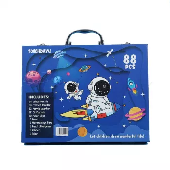 Set da pittura artistico Extralink Blue Astronaut — 88 pezzi (colori, pennelli, accessori)
