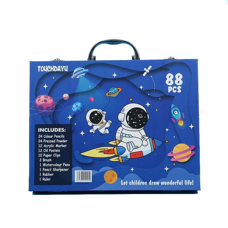 Set da pittura artistico Extralink Blue Astronaut — 88 pezzi (colori, pennelli, accessori)