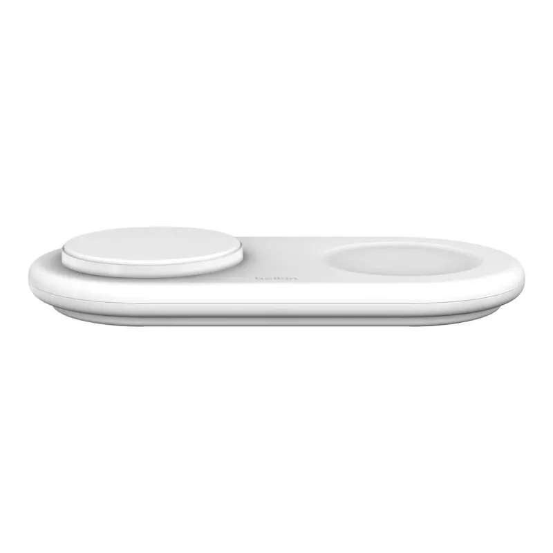 Belkin WIZ021VFWH - base di ricarica wireless 2-in-1 con tecnologia Qi2 15 W, bianco
