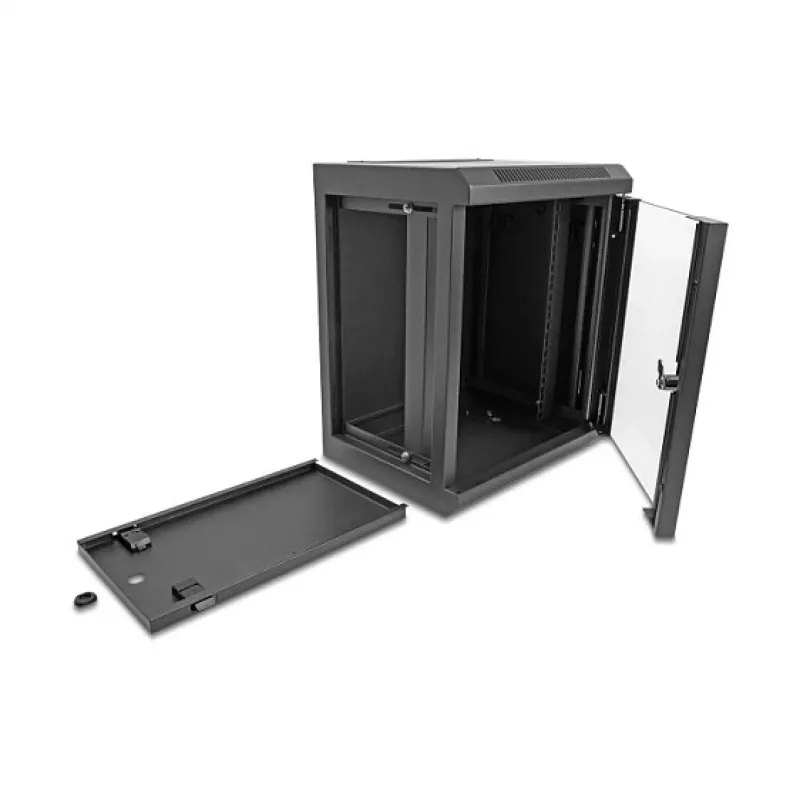 Delock 43418 Armadio di rete da 10" con porta in vetro, 8U, nero