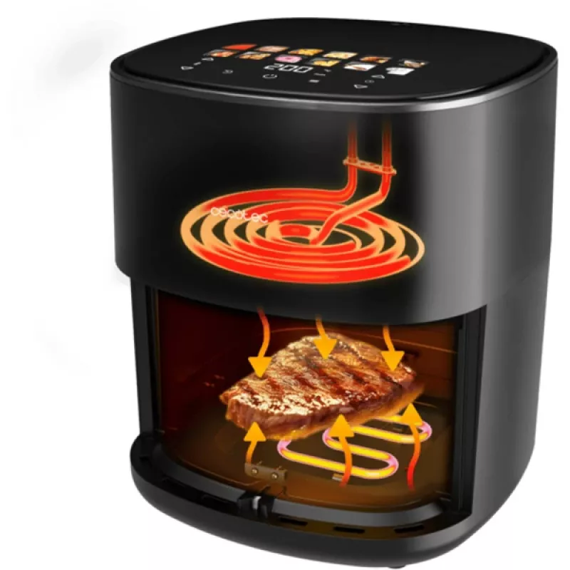 Friggitrice ad aria Cecotec Cecofry&Grill Duoheat 6500, 6,5 L, 2200 W, touch-LCD, nero