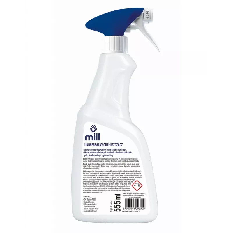 Sgrassatore Mill Clean 555 ml — Mill sgrassatore 555 ml spray per rimuovere macchie di grasso