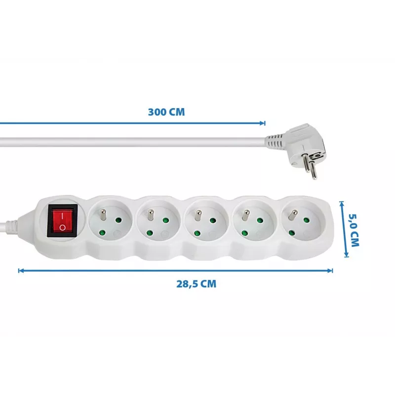 Esperanza ELK215W distributore di corrente 3 m 5 presa/e AC per interni bianco