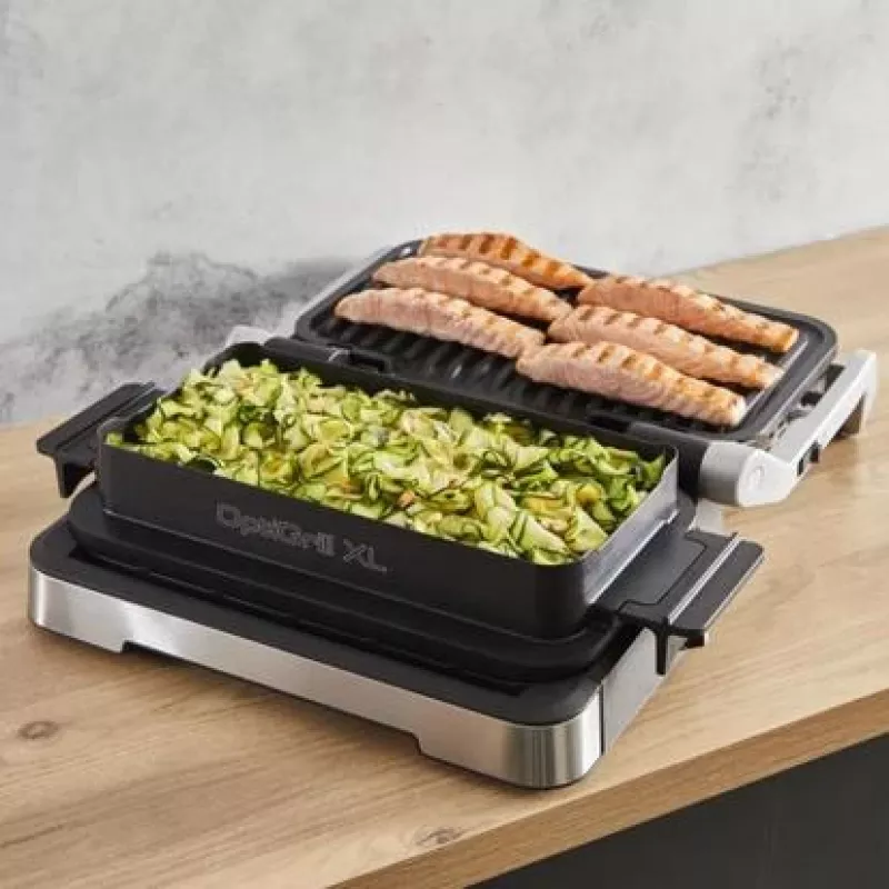 Griglia elettrica Tefal OptiGrill+ XL acciaio inox — grande capacità, programmi di cottura automatici
