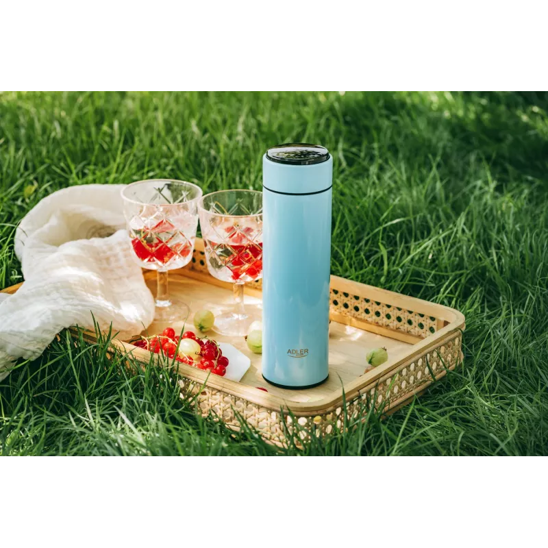 Borraccia termica Adler AD 4506BL - thermos con indicatore di temperatura LED, blu