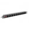 Unità di distribuzione di alimentazione LANBERG PDU-09E-0300-BK — 9x prese tipo E, 16 A, 220–250 V, cavo 3 m, rack 1U, 19