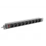 Unità di distribuzione di alimentazione LANBERG PDU-09E-0300-BK — 9x prese tipo E, 16 A, 220–250 V, cavo 3 m, rack 1U, 19