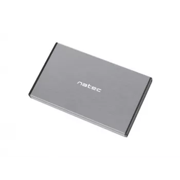 Case esterno HDD/SSD NATEC Rhino GO — 2,5 pollici SATA, 9,5 mm, USB 3.0, alluminio, grigio, fino a 4 TB