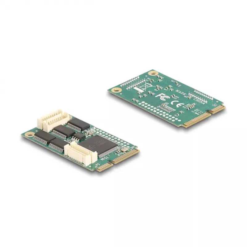 Scheda di interfaccia RS-232 interna DELOCK 95278 — host Mini PCI Express, 4× uscite RS-232, FIFO 256 B, 30×51×10 mm