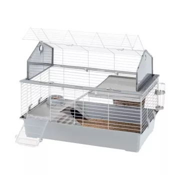 Gabbia Ferplast Barn 100 per conigli e porcellini d'India, metallo/plastica, 960×570×730 mm, tortora/bianco