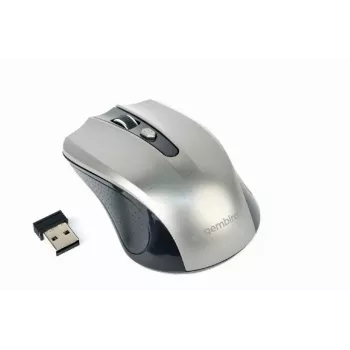 Mouse wireless GEMBIRD MUSW-4B-04-BG — per destrorsi, ottico 1600 DPI, 4 tasti, RF Wireless, nero/grigio