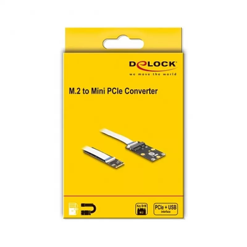 Convertitore DeLOCK M.2 Key B+M connettore maschio su slot Mini PCIe con cavo flessibile