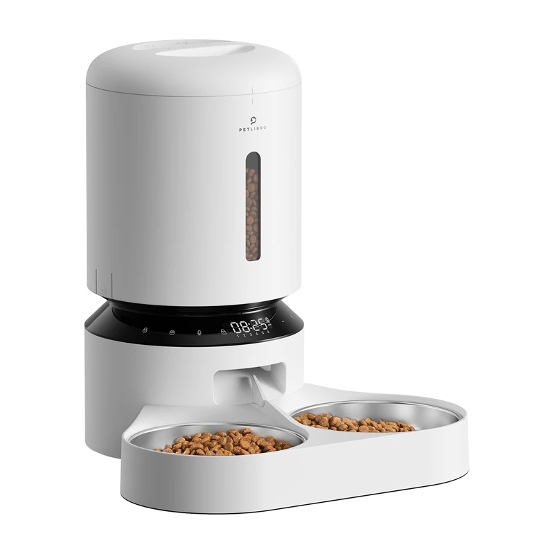 Distributore automatico di cibo Aptel Granary con doppia ciotola 5 L, bianco