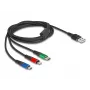 Cavo di ricarica USB DeLOCK 3-in-1 Type-A a Lightning, Micro-USB, USB Type-C 30 cm