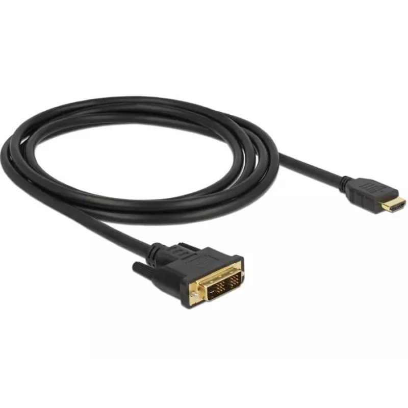 DeLOCK - Cavo video - Single Link - HDMI / DVI - DVI-D (M) a HDMI (M) - 2 m - Tripla schermatura - nero - Viti zigrinate