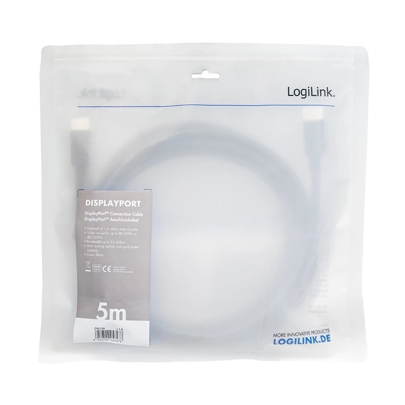 Cavo DisplayPort LogiLink CV0139 5 m nero