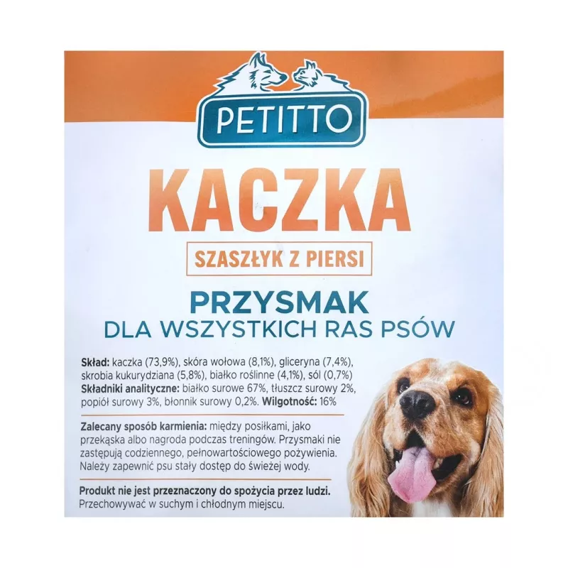 PETITTO Kebab di petto d'anatra snack per cani, 500 g