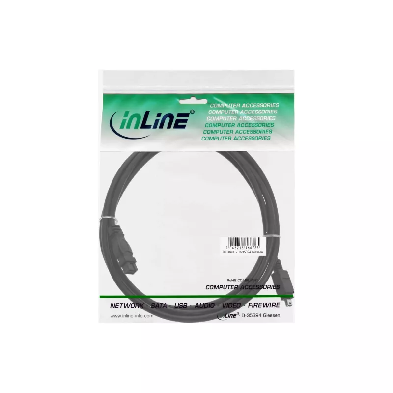 Cavo FireWire 400 su 800 InLine 34901 1 m maschio/maschio nero