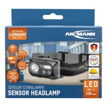 Lampada frontale LED ANSMANN ANS 1600-0386 — a batteria, illuminazione compatta a mani libere