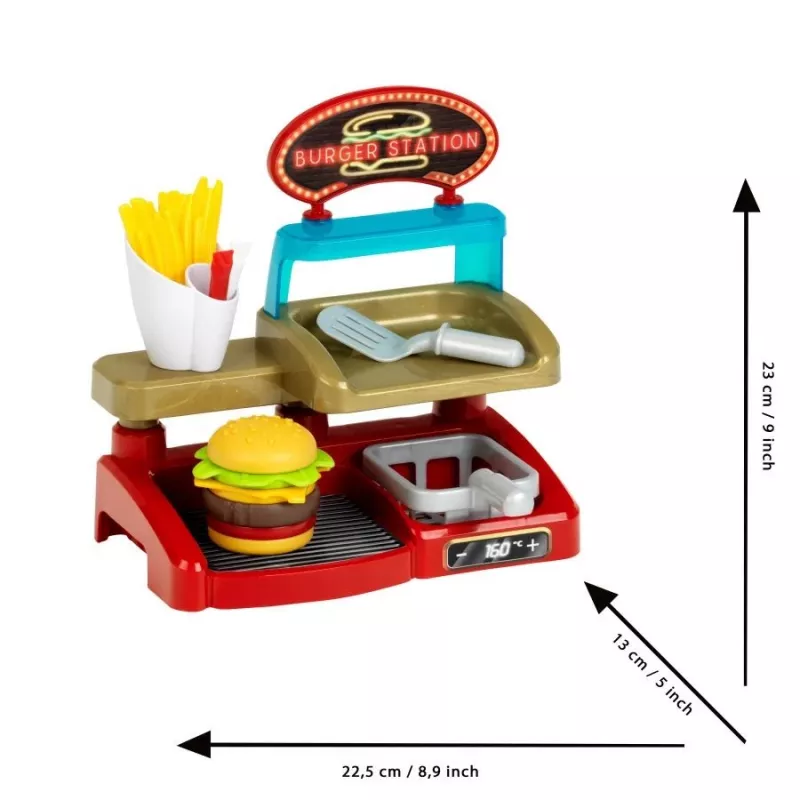 Set Play Burger Shop KLEIN 7336 — giocattolo di ruolo compatto e facile da pulire per bambini