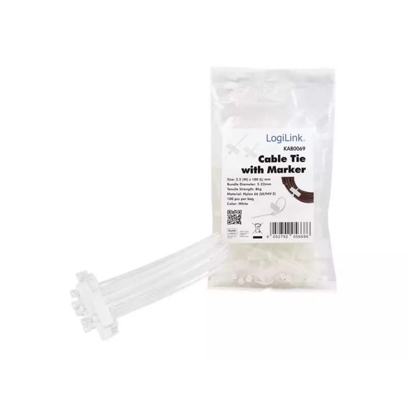 Fascette con etichetta (orizzontale) - lunghezza 100 mm - larghezza 2,5 mm