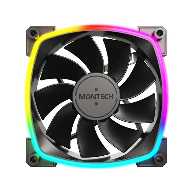 Montech RX120 PWM ventola per case PC 12 cm nero 3 pz.