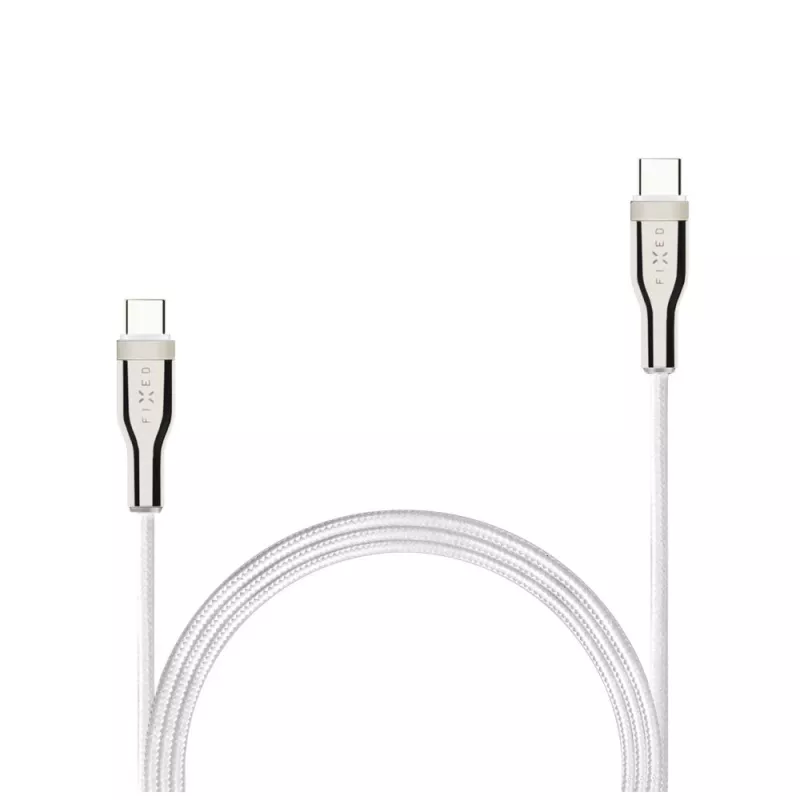 Cavo USB intrecciato FIXED FIXDB-CC12-WH 100W, bianco, treccia robusta, trasmissione dati e alimentazione