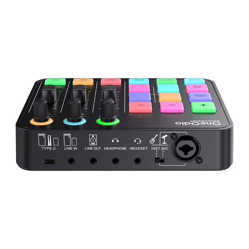 Mixer audio e scheda audio USB OneOdio Solocaster – interfaccia desktop compatta per streaming e registrazione