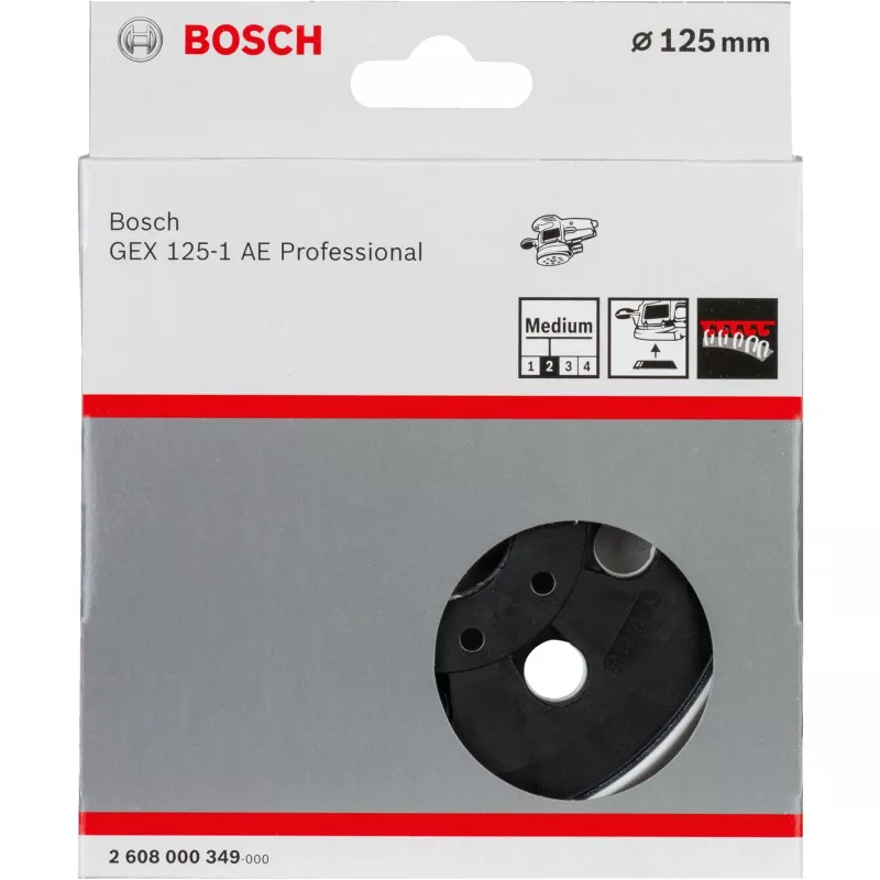 Bosch Accessories 2608000349 platorello, medio-duro, 125 mm, per GEX 125-1 AE diametro 125 mm, adatto per levigatrice orbitale GEX 125-1 AE